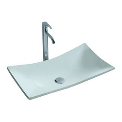 ADM Bathroom Design - ADM Curved Stone Resin Countertop Sink, White, 25" - Bathroom Sinks