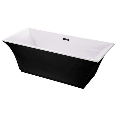 Fine Fixtures Sanctuary Freestanding Bathtub With Drain, Black