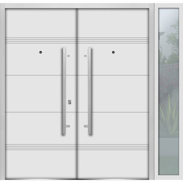 Exterior Prehung Metal Double Doors Deux 1705 White/Black | RightActive Door