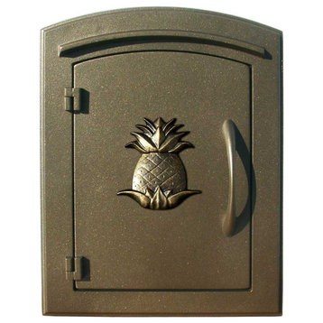 Non-Locking Column Mount Mailbox With "Decorative Pineapple Logo", Bronze