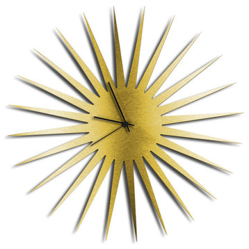 MCM Starburst Clock, Gold Black Wall Decor