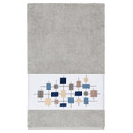 Linum Home Textiles - Khloe Embellished Bath Towel - The KHLOE Embellished Towel Collection features a mod geometric grid embroidery on a woven textured border.