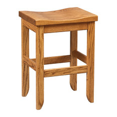 Furniture Barn USA - Oak Saddle Top Stool, Counter Height - Bar Stools and Counter Stools