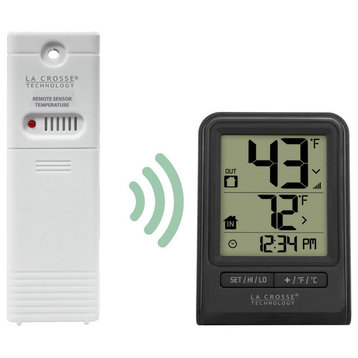 La Crosse® 308-1409BT-CBP Wireless Thermometer with Clock Time, Black