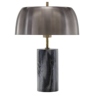 Aludra Table Lamp, Gray Marble, Antique Silver