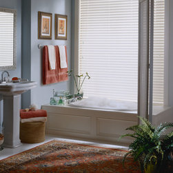 Transitional White Bathroom Custom Window Horizontal Blinds by Hunter Douglas - Window Blinds