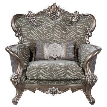 Lv00301, Chair With Pillow, Fabric & Antique Bronze Finish, Elozzol