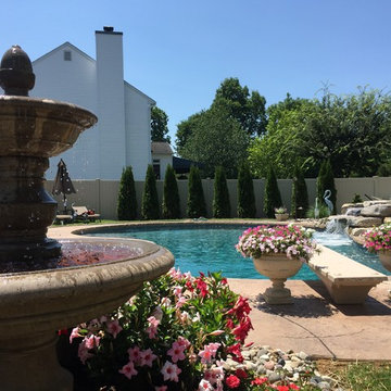 Forks Township custom pool with sunshelf & rock waterfall