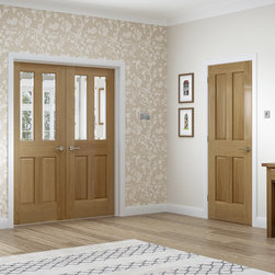 Malton Oak Rebated Pair with Clear Bevelled Glass - Internal Doors
