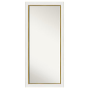 Eva White Gold Non-Beveled Full Length Floor Leaner Mirror - 29.25 x 65.25 in.