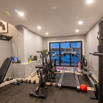 Lower-Level Home Gym with Waterfront Views – Cape Ann MA