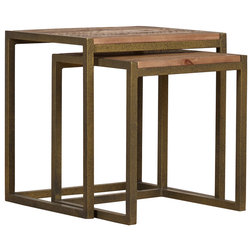 Industrial Side Tables And End Tables Beam Reclaimed Wood 2-Piece Nesting Tables