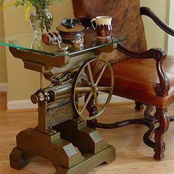 Vintage Industrial Artifact Side Table, Steampunk Accent Table, Artistically Rec - Side Tables And End Tables