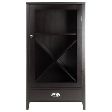 Winsome Bordeaux X Panel Transitional Solid Wood Home Bar Cabinet in Espresso