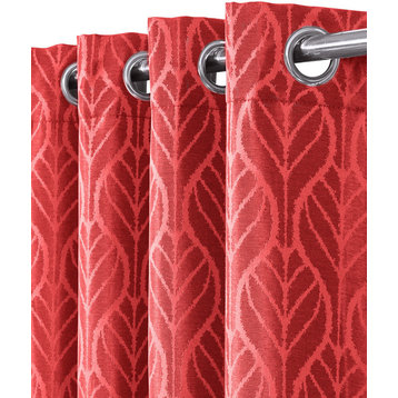 Hilton Blackout Thermal Insulated Curtains, Set of 2, Red, 108"x63"
