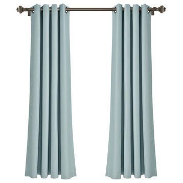 Lush Decor Insulated Grommet Blackout Window Curtain Panels Set, Blue, 63"x52"