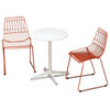 Ace 3 Piece Dining Set with Matte White Table, Matte Orange