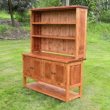 Rustic Wood Buffet Sideboard Hutch