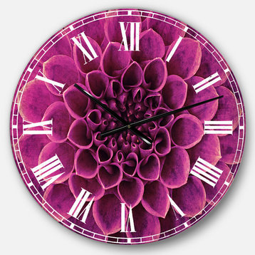 Light Purple Abstract Flower Petals Floral Metal Clock, 23x23