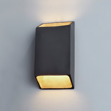 Ambiance Outdoor Tapered Rectangle Wall Sconce, Matte Black/Champagne Gold LED