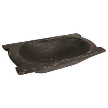 Eurotrenchy Deep Trencher Dough Bowl with Handles, Black