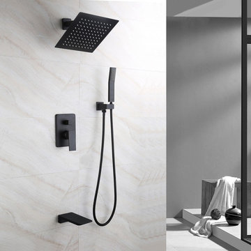 Solid Brass Wall Mount 10" Rainshower Hand Shower & Tub Spout Shower System in M