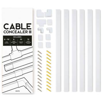 Cable Concealer III On-Wall Cord Cover Raceway Kit Cable Management System