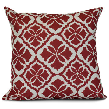 Ceylon, Geometric Print Pillow, Red, 26"x26"