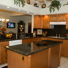 Black Countertop Wood Cabinets