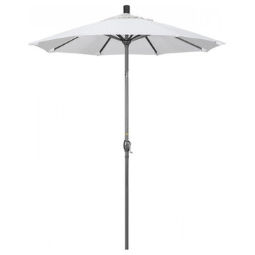 6' Patio Umbrella Grey Pole Push Button Tilt Crank Lift Sunbrella, Natural