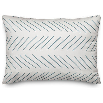 Light Blue and White Modern Chevron 14x20 Lumbar Pillow