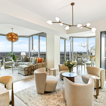 4-Inch White Oak — Open Plan Living Room, Buckhead High-Rise Atlanta