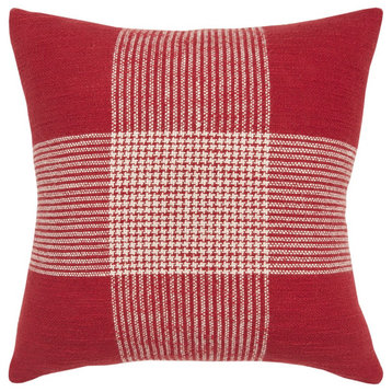 Red White Plaid Pattern Throw Pillow