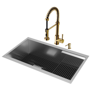 Vigo VG151039 Hampton 32" Undermount Single Basin Stainless Steel - Matte Gold