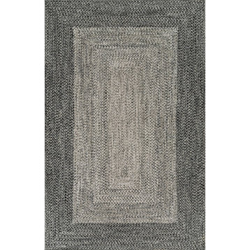nuLOOM Eirene Striped Outdoor Area Rug, Charcoal, 7'6"x9'6"