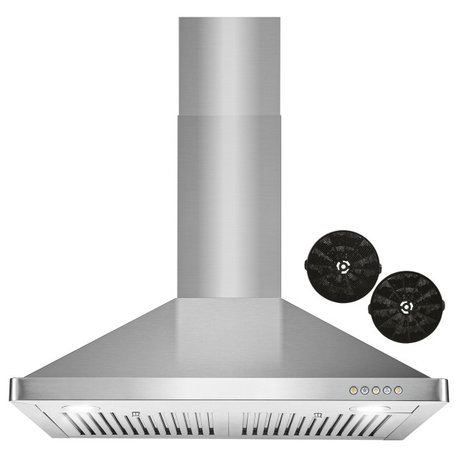 30 in. Ductless Wall Mount Range Hood with Permanent Filters, LED Lights, 30"