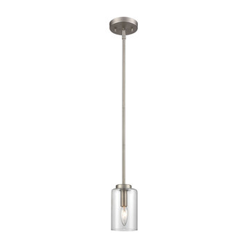 THOMAS CN240512 West End 1-Light Mini Pendant in Brushed Nickel With Clear Glass