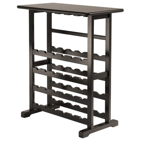 Winsome Wood Vinyl Wine Rack, 24-Bottle With Glass Hanger