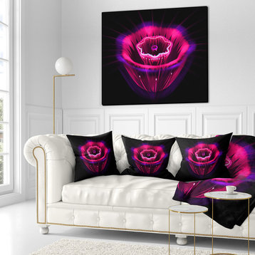 Abstract Magenta Fractal Flower Floral Throw Pillow, 16"x16"