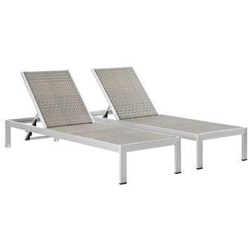 Shore Chaise Outdoor Aluminum, Set of 2, Silver Gray