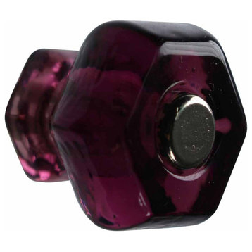 Cabinet Knob Amethyst Glass 1" Dia Purple Knob for Cabinet