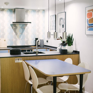The Hollingtons: Mid Century Modern Blue Plywood Kitchen