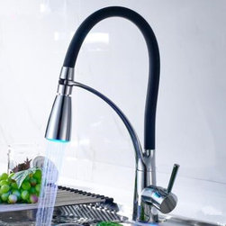 Brass Pull Out LED SPRING Kitchen Mixer Sink Faucet T0243BP - Kitchen Faucets