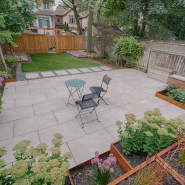 Sherwood Park - Patio Featuring Corten Steel Planters
