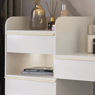 Off-White Makeup Vanity with Stool