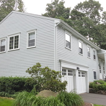 6 1/4" Cedarmill James Hardie Lap in Light Mist, Arctic White Trim