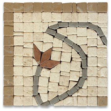 Marble Mosaic Border Decorative Accent Tile Edera 4x4 Tumbled, 1 piece
