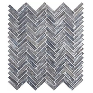 Shimmering Silver Herringbone Glass Mosaic, 10 Sheets