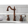 KB197PLAC Widespread Bathroom Faucet With Brass Pop-Up, Antique Copper