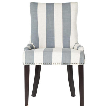 De De 19''h Awning Stripes Dining Chair Set of 2 Silver Nail Heads Grey